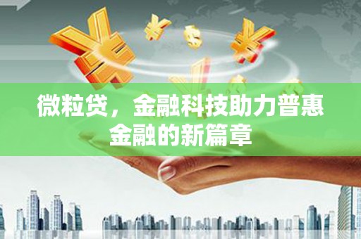北部新区微粒贷，金融科技助力普惠金融的新篇章
