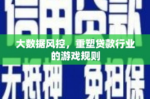北部新区大数据风控，重塑贷款行业的游戏规则