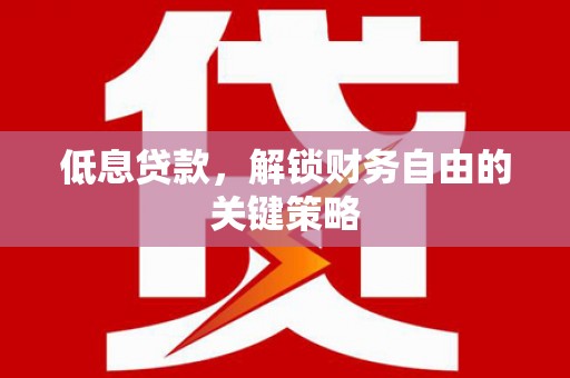 北部新区低息贷款，解锁财务自由的关键策略