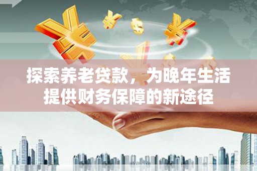 北部新区探索养老贷款，为晚年生活提供财务保障的新途径