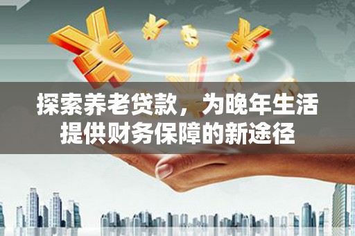 北部新区探索养老贷款，为晚年生活提供财务保障的新途径