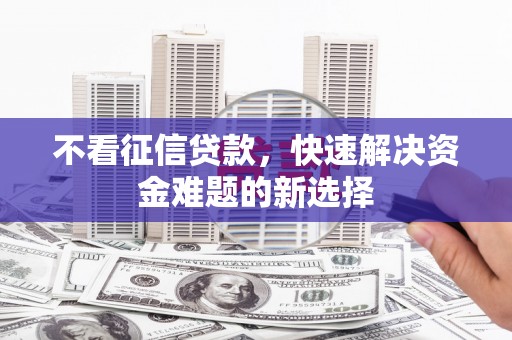 北部新区不看征信贷款，快速解决资金难题的新选择