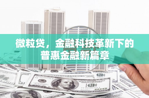 北部新区微粒贷，金融科技革新下的普惠金融新篇章