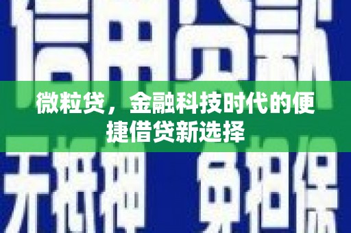 北部新区微粒贷，金融科技时代的便捷借贷新选择