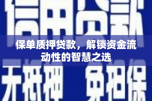北部新区保单质押贷款，解锁资金流动性的智慧之选